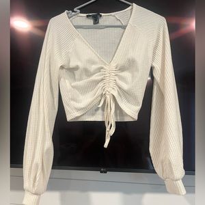 Forever 21 Drawstring front V-neck crop tee top